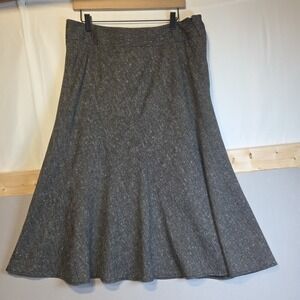 Rafaella Women's Gray Tweed A-Line Skirt Size 14 Angled Seam Side Zip Wool Blend